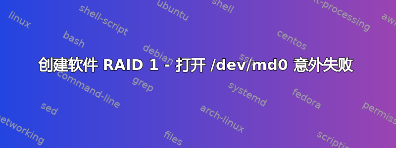 创建软件 RAID 1 - 打开 /dev/md0 意外失败