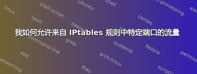 我如何允许来自 IPtables 规则中特定端口的流量