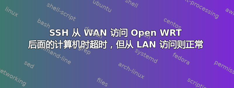 SSH 从 WAN 访问 Open WRT 后面的计算机时超时，但从 LAN 访问则正常