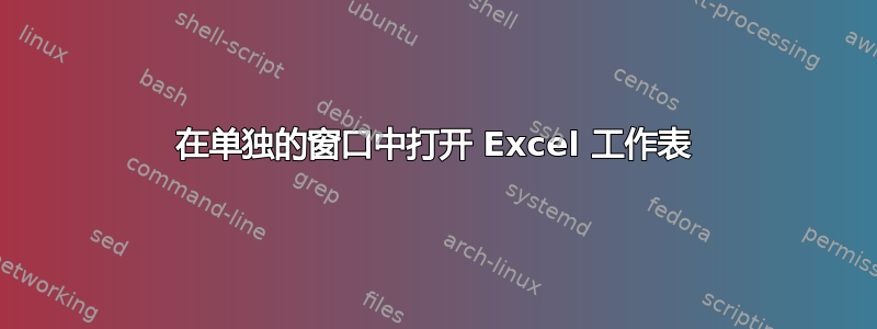 在单独的窗口中打开 Excel 工作表