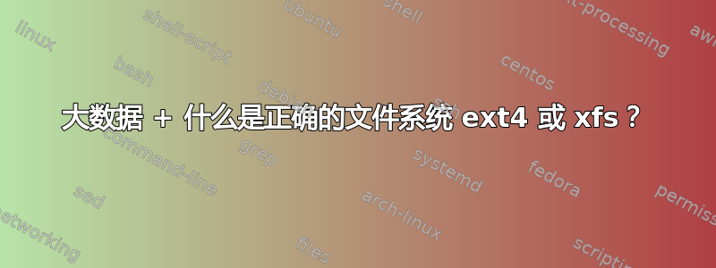 大数据 + 什么是正确的文件系统 ext4 或 xfs？