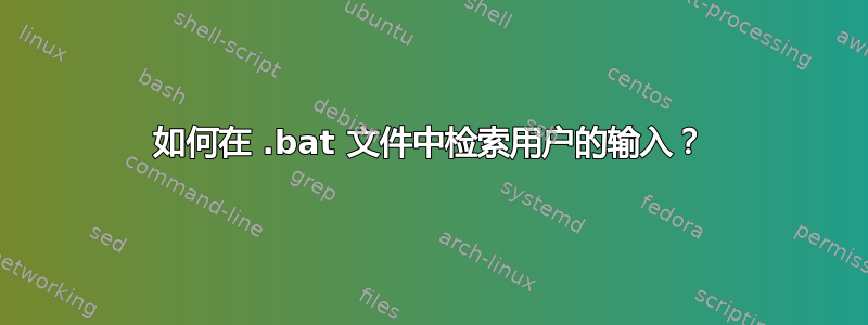 如何在 .bat 文件中检索用户的输入？