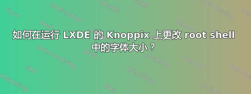 如何在运行 LXDE 的 Knoppix 上更改 root shell 中的字体大小？