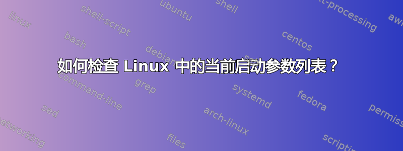 如何检查 Linux 中的当前启动参数列表？