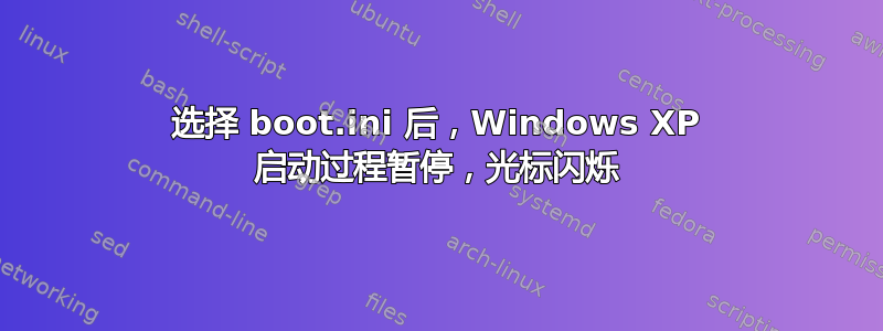 选择 boot.ini 后，Windows XP 启动过程暂停，光标闪烁