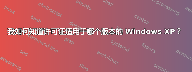 我如何知道许可证适用于哪个版本的 Windows XP？