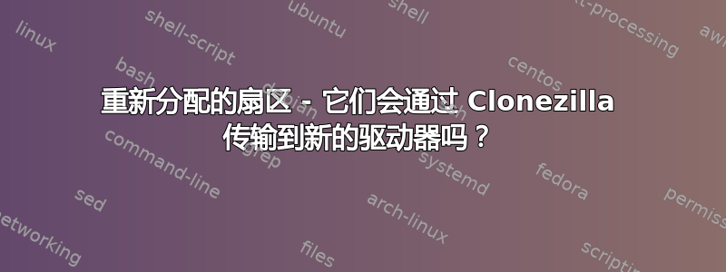 重新分配的扇区 - 它们会通过 Clonezilla 传输到新的驱动器吗？