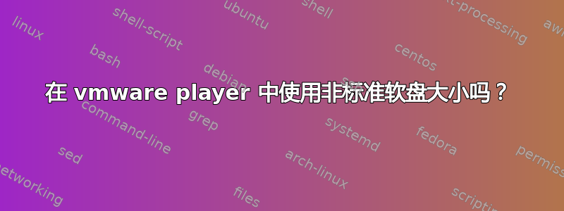 在 vmware player 中使用非标准软盘大小吗？