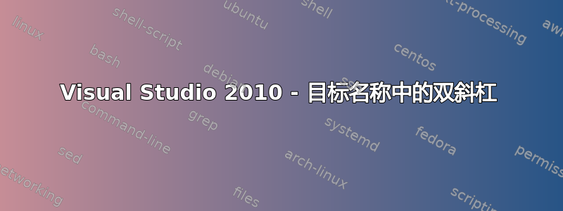 Visual Studio 2010 - 目标名称中的双斜杠