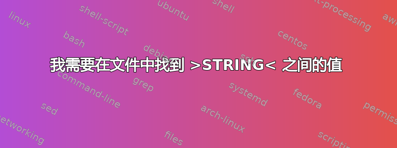 我需要在文件中找到 >STRING< 之间的值