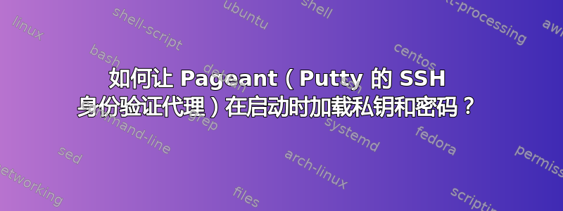 如何让 Pageant（Putty 的 SSH 身份验证代理）在启动时加载私钥和密码？