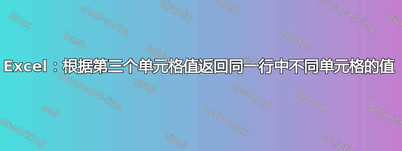 Excel：根据第三个单元格值返回同一行中不同单元格的值