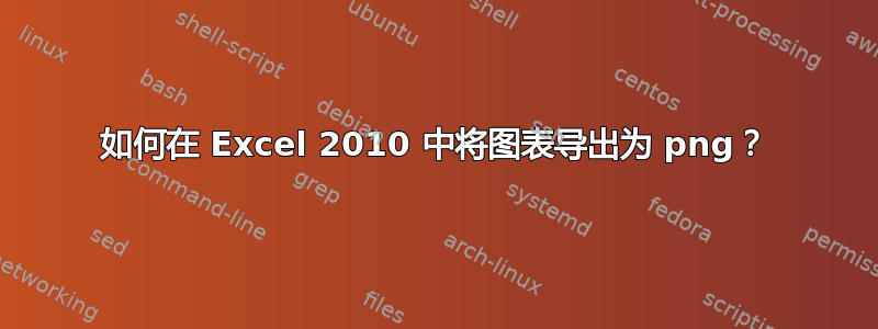 如何在 Excel 2010 中将图表导出为 png？