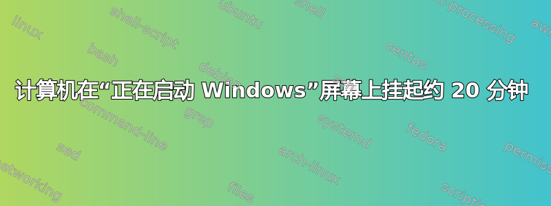 计算机在“正在启动 Windows”屏幕上挂起约 20 分钟