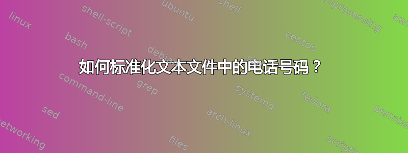 如何标准化文本文件中的电话号码？