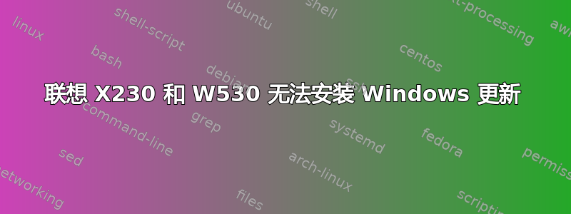 联想 X230 和 W530 无法安装 Windows 更新