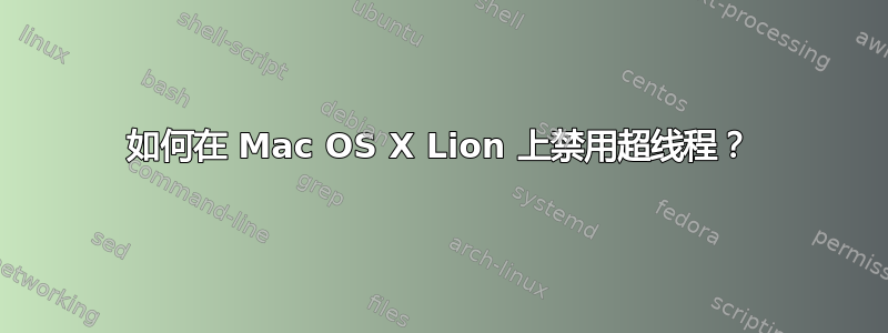 如何在 Mac OS X Lion 上禁用超线程？