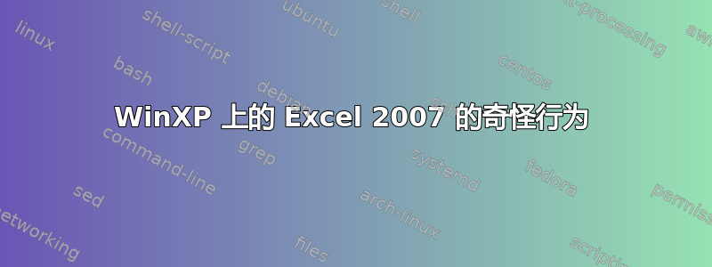 WinXP 上的 Excel 2007 的奇怪行为