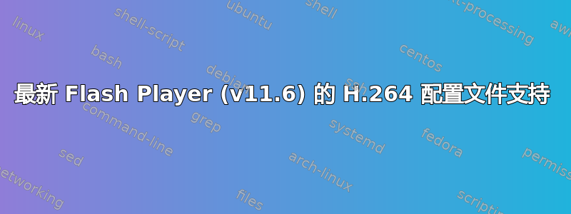 最新 Flash Player (v11.6) 的 H.264 配置文件支持