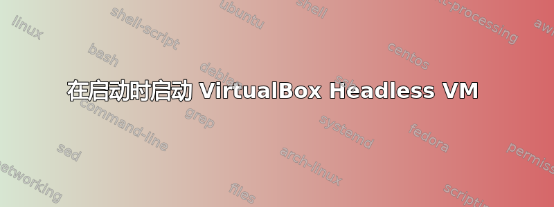 在启动时启动 VirtualBox Headless VM