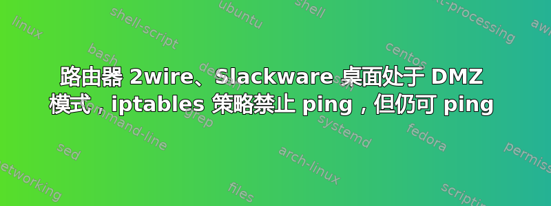 路由器 2wire、Slackware 桌面处于 DMZ 模式，iptables 策略禁止 ping，但仍可 ping