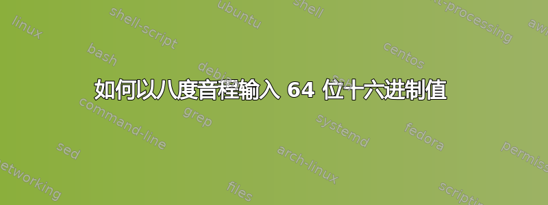 如何以八度音程输入 64 位十六进制值