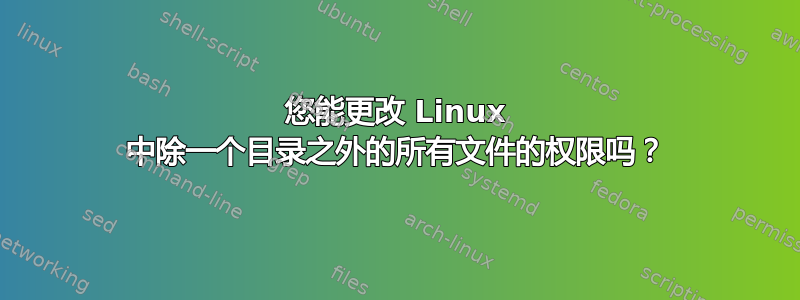 您能更改 Linux 中除一个目录之外的所有文件的权限吗？