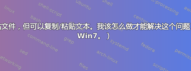 我无法复制/粘贴文件，但可以复制/粘贴文本。我该怎么做才能解决这个问题？（我使用的是 Win7。）