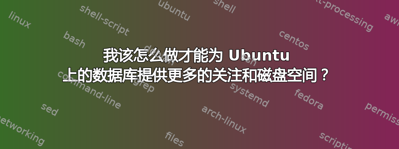 我该怎么做才能为 Ubuntu 上的数据库提供更多的关注和磁盘空间？