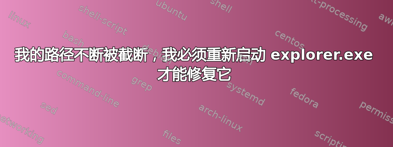 我的路径不断被截断，我必须重新启动 explorer.exe 才能修复它