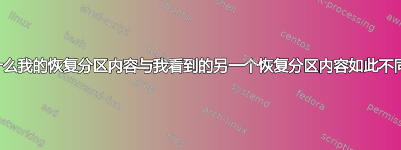 为什么我的恢复分区内容与我看到的另一个恢复分区内容如此不同？