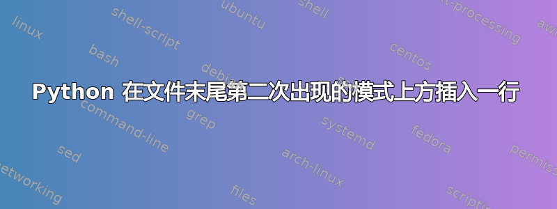 Python 在文件末尾第二次出现的模式上方插入一行