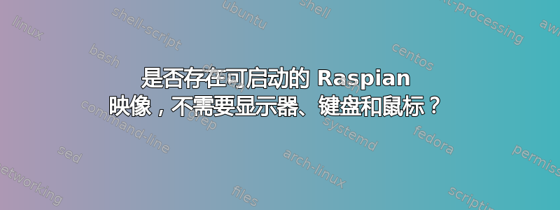 是否存在可启动的 Raspian 映像，不需要显示器、键盘和鼠标？