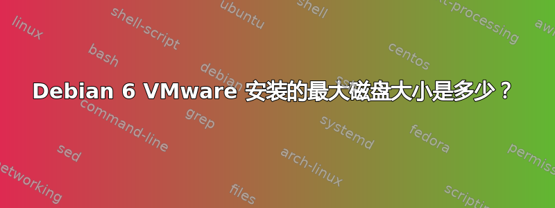 Debian 6 VMware 安装的最大磁盘大小是多少？