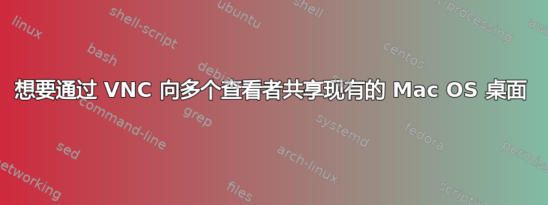 想要通过 VNC 向多个查看者共享现有的 Mac OS 桌面