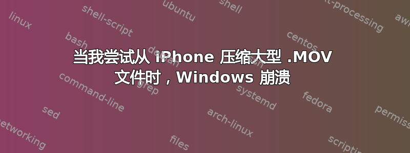 当我尝试从 iPhone 压缩大型 .MOV 文件时，Windows 崩溃