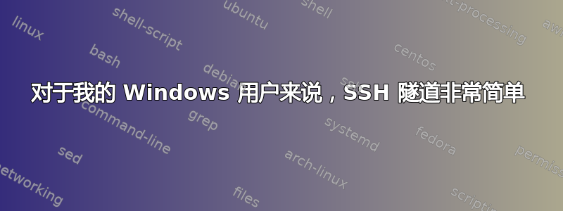 对于我的 Windows 用户来说，SSH 隧道非常简单