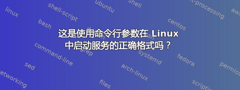 这是使用命令行参数在 Linux 中启动服务的正确格式吗？