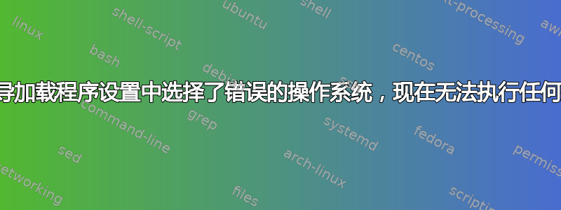 从引导加载程序设置中选择了错误的操作系统，现在无法执行任何操作