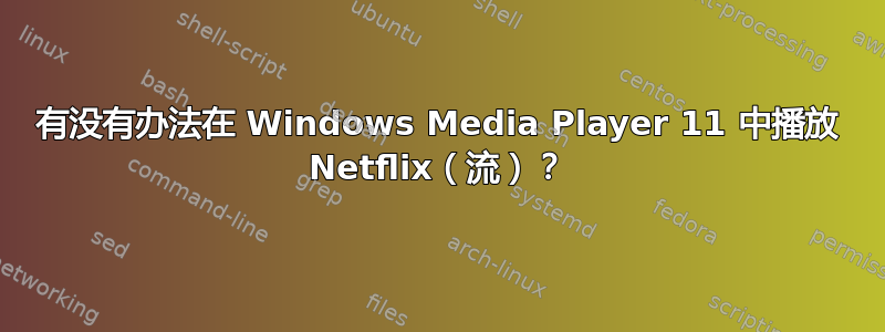 有没有办法在 Windows Media Player 11 中播放 Netflix（流）？