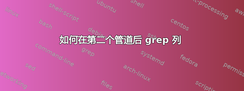 如何在第二个管道后 grep 列