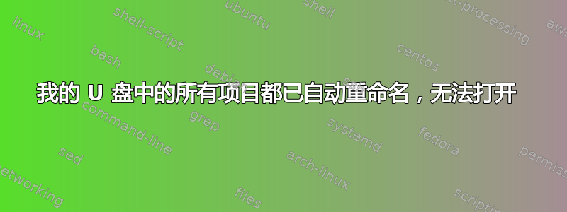 我的 U 盘中的所有项目都已自动重命名，无法打开 