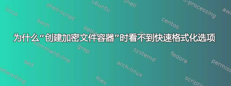 为什么“创建加密文件容器”时看不到快速格式化选项