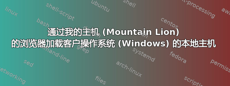 通过我的主机 (Mountain Lion) 的浏览器加载客户操作系统 (Windows) 的本地主机