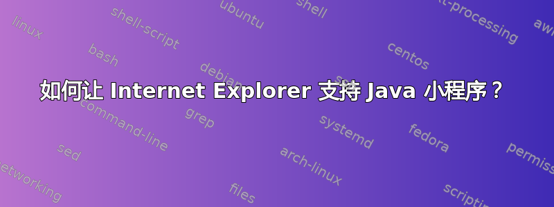 如何让 Internet Explorer 支持 Java 小程序？