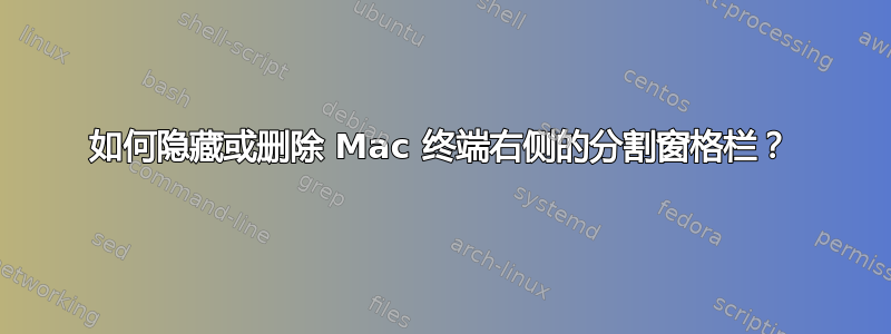 如何隐藏或删除 Mac 终端右侧的分割窗格栏？