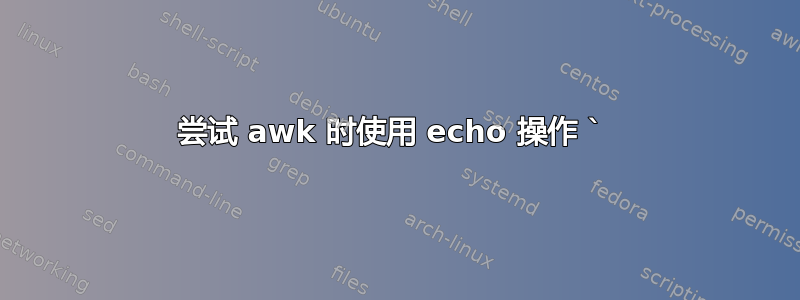 尝试 awk 时使用 echo 操作 ` 