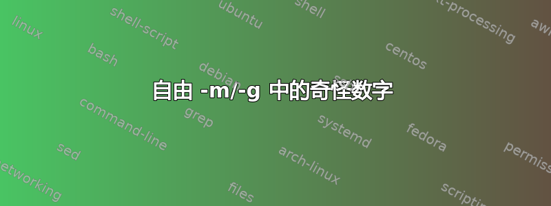 自由 -m/-g 中的奇怪数字