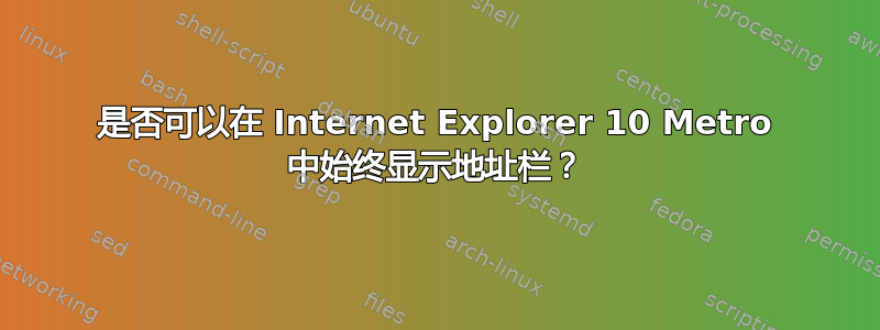 是否可以在 Internet Explorer 10 Metro 中始终显示地址栏？