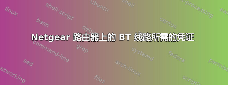 Netgear 路由器上的 BT 线路所需的凭证